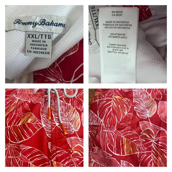 Tommy Bahama Baja Bonita Cove Board Swim Shorts In Boomerang Red Size XXL - Picture 5 of 7